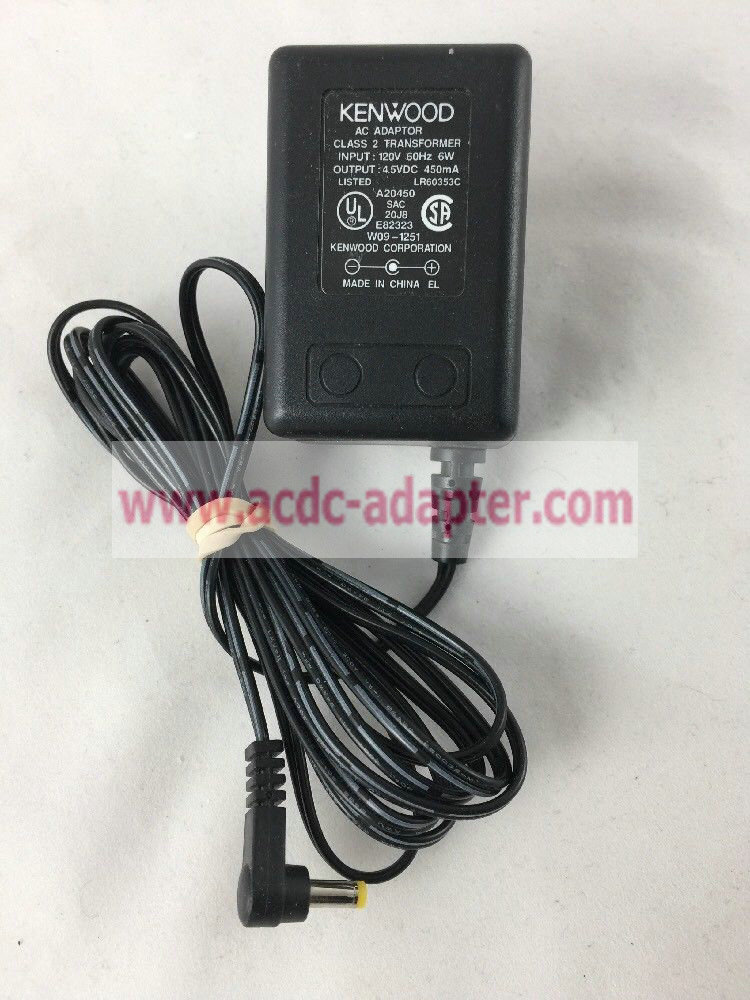New Kenwood W09-1251 Class 2 Transformer AC-DC Adapter Power Supply 4.5V 450mA - Click Image to Close